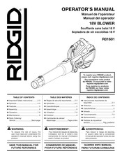 RIDGID R01601K Manuel De L'opérateur