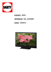 Sony KDL-26P3000E Guide De Démarrage