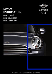 Mini Cooper 2012 Notice D'utilisation