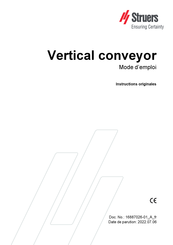 Struers Vertical conveyor Mode D'emploi