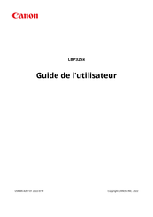 Canon i-SENSYS LBP325 Serie Guide De L'utilisateur