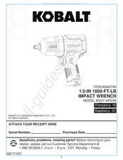 Kobalt 0840780 Mode D'emploi