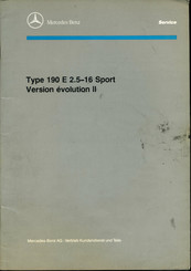 Mercedes-Benz 190 E 2.5-1 6 Sport Evolution II Guide De Mise En Service