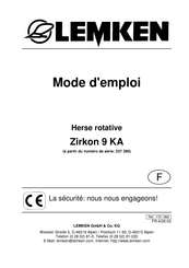 Lemken Zirkon 9 KA Mode D'emploi