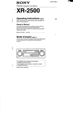 Sony XR-2500 Mode D'emploi