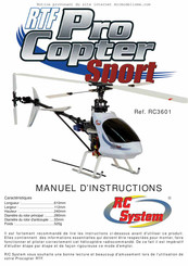 RC System RTF PRO COPTER SPORT RC3601 Manuel D'instructions