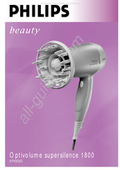 Philips Beauty Optivolume supersilence 1800 HP4839D Mode D'emploi