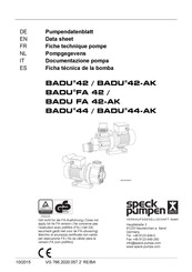 Speck pumpen BADU FA 42-AK Fiche Technique De Pre-Installation