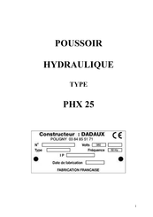 Dadaux PHX 25 Manuel D'utilisation