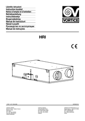 Vortice HRI Serie Notice D'emploi Et D'entretien