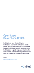 Mitel OpenScape CP600 Guide Rapide D'installation Et De Référence