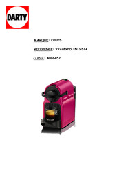 Krups Nespresso My machine INISSIA YY2289FD Manuel D'utilisation