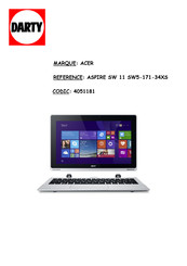 Acer ASPIRE Swift 11 SW5-171-34XS Manuel D'utilisation