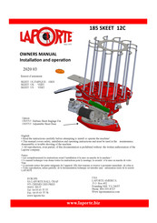 LAPORTE 185 SKEET 12C Manuel D'installation Et D'opération