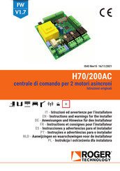 Roger Technology H70/200AC Instructions Et Consignes Pour L'installateur