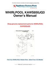 Whirlpool KAWS850G Guide D'utilisation Et D'entretien