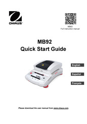 OHAUS MB92 Guide De Démarrage Rapide