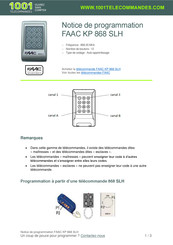 FAAC KP 868 SLH Notice De Programmation