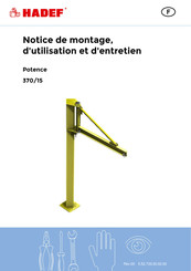 HADEF Potence 370/15 Notice De Montage, D'utilisation Et D'entretien