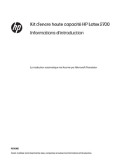 HP Latex 2700 Informations D'introduction