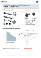 Habitat Automatisme NICE ToonaKit 4024 Plus Notice D'installation Simplifiée