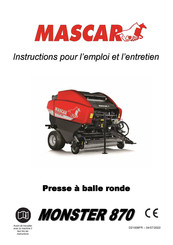 MASCAR MONSTER 870 Instructions Pour L'emploi Et L'entretien