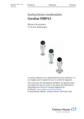 Endress+Hauser Cerabar PMP43 Instructions Condensées