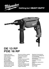 Milwaukee PDE 16 RP Notice Originale