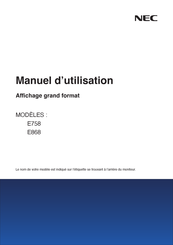 NEC E868 Manuel D'utilisation