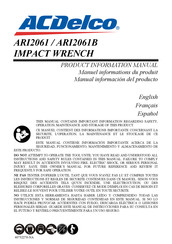 ACDelco ARI2061B Manuel Informations Du Produit