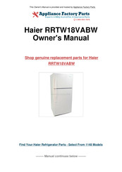 Haier RRTW18VABW Guide De L'utilisateur