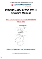 KitchenAid 5K5SSAWH1 Mode D'emploi