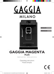 Gaggia Milano SUP 051W Mode D'emploi