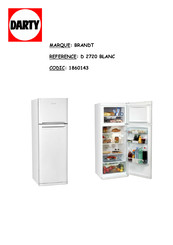 Brandt D 2720 Guide D'installation & D'utilisation