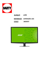 Acer S240HLBID Manuel D'utilisation