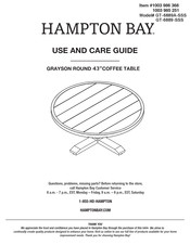 HAMPTON BAY GRAYSON GT-6889A-SSS Guide D'utilisation Et D'entretien