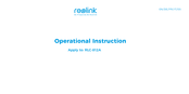 Reolink RLC-812A Instructions D'opération