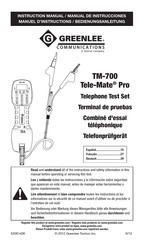 Textron Company Greenlee Tele-Mate Pro TM-700 Manuel D'instructions