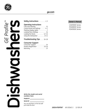 GE Profile PDW9200N00BB Manuel Du Propriétaire