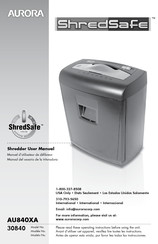 Aurora ShredSafe AU840XA Manuel D'utilisateur