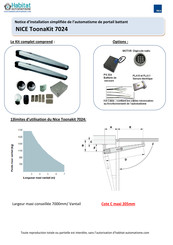 Habitat Automatisme NICE ToonaKit 7024 Notice D'installation Simplifiée