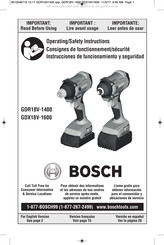 Bosch GDX18V-1600 Consignes De Fonctionnement/Sécurité