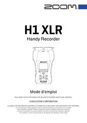 Zoom H1 XLR Mode D'emploi