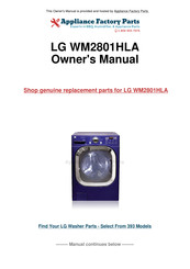 LG STEAM WASHER WM2801H A Série Guide De L'utilisateur