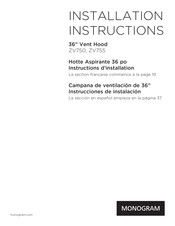 Monogram ZV750SPSS Instructions D'installation