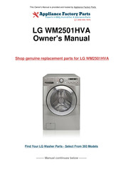 LG STEAM WASHER WM2501H A Série Guide De L'utilisateur Et De L'installateur