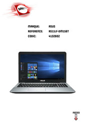 Asus R511LF-DM156T Manuel Électronique