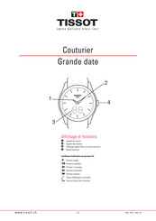 Tissot Couturier Grande date Serie Manuel D'utilisation