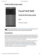 3D Systems ProJet MJP 5600 Guide De Démarrage Rapide