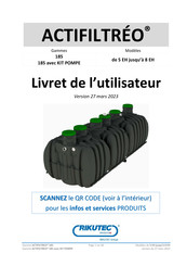 RIKUTEC ACTIFILTRE 185 avec KIT POMPE Livret De L'utilisateur